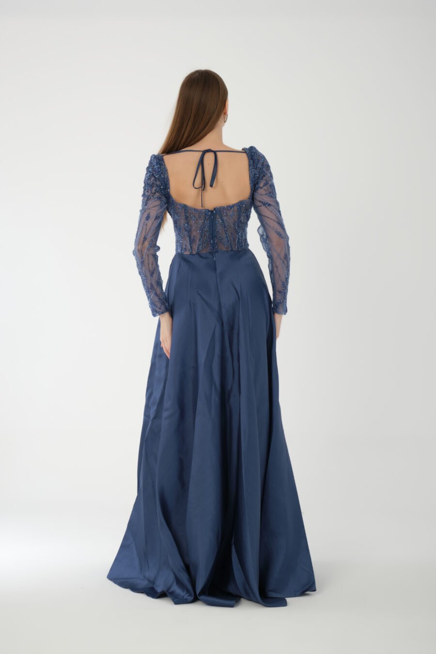 Semi sweetheart High Knee Long Sleeve A Line Evening Dress - Image 18